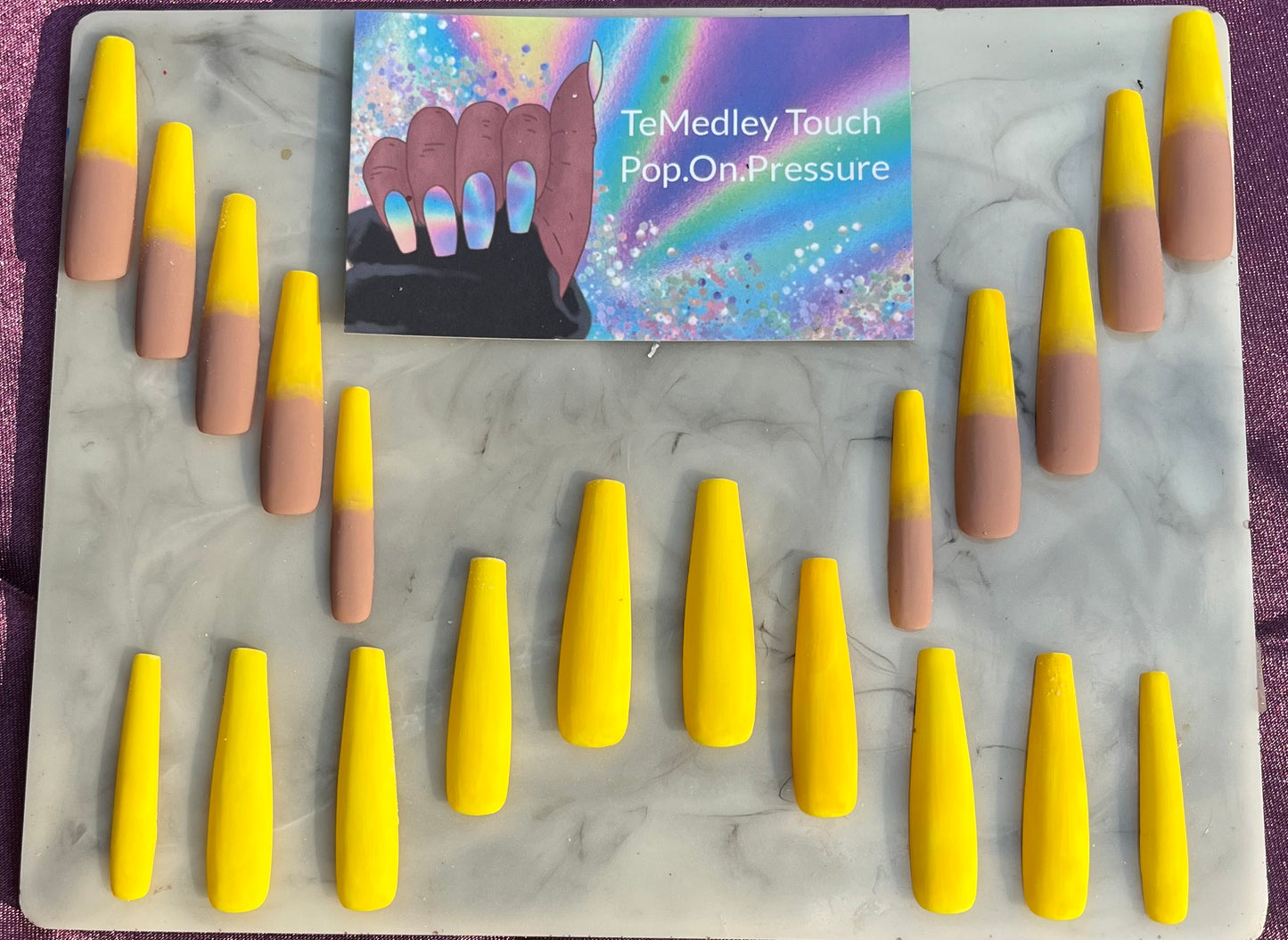 Yellow ombré matte press on nails
