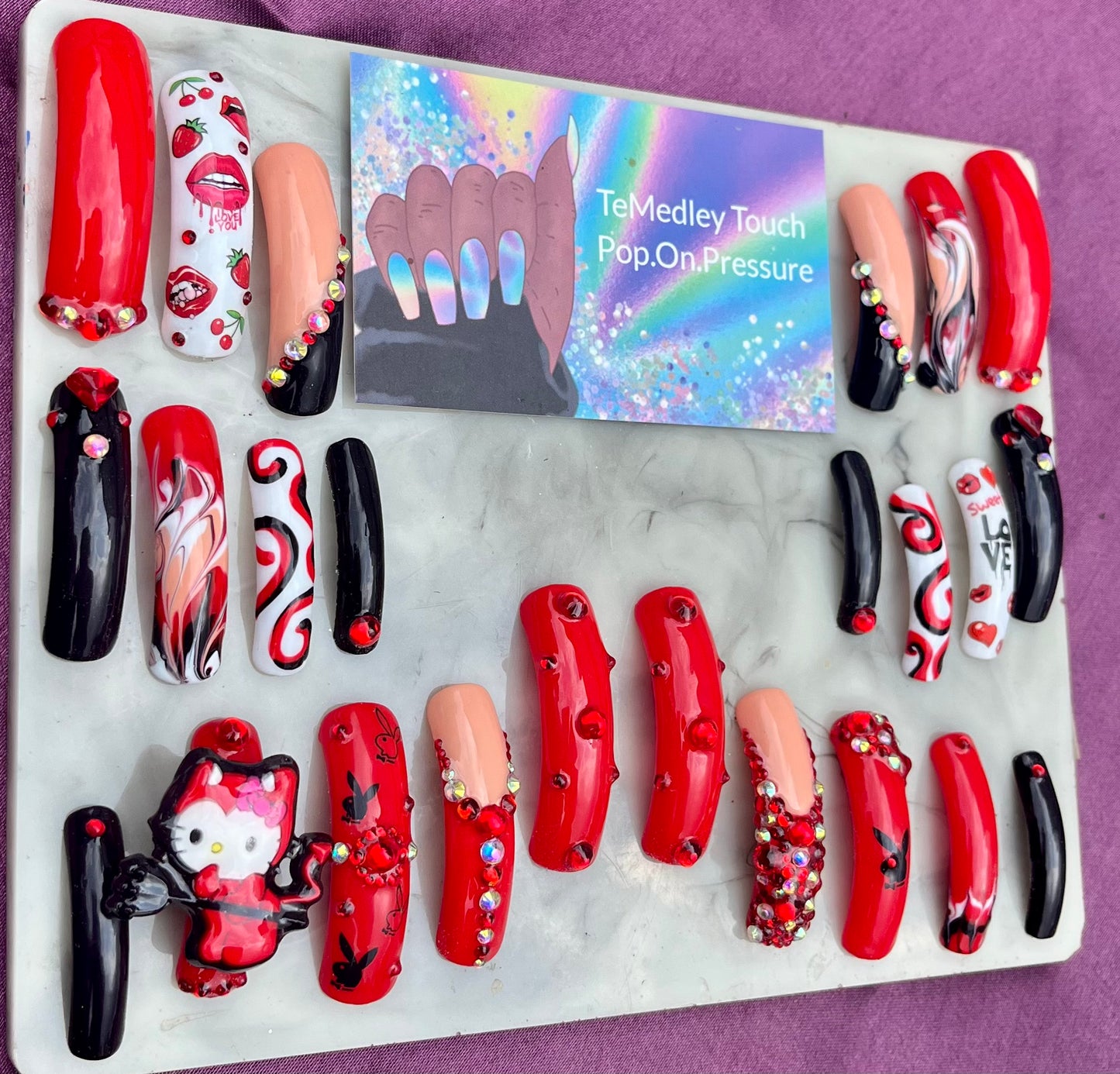 Red devil press on nails