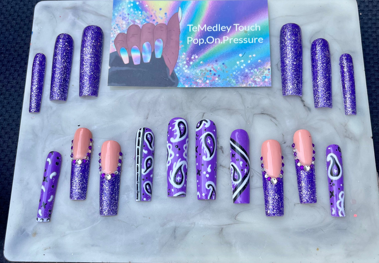 Purple Bandana press on nails