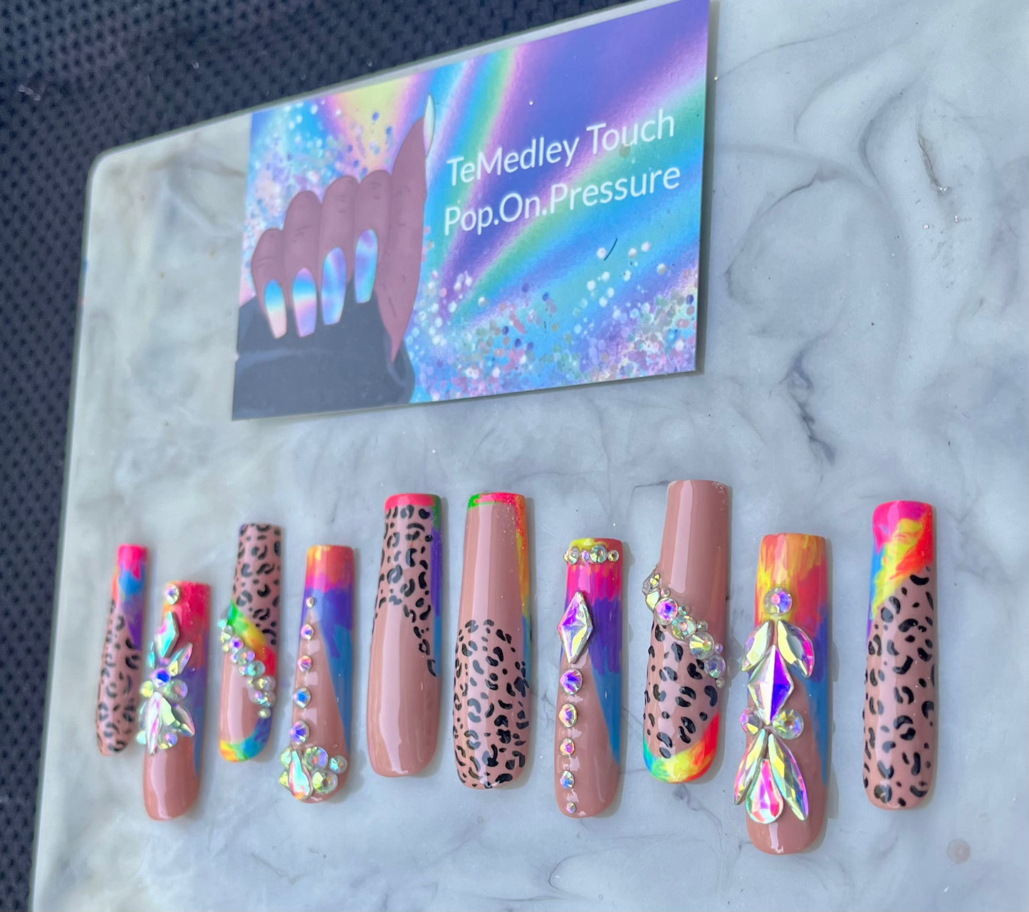 Nude leopard press on nails