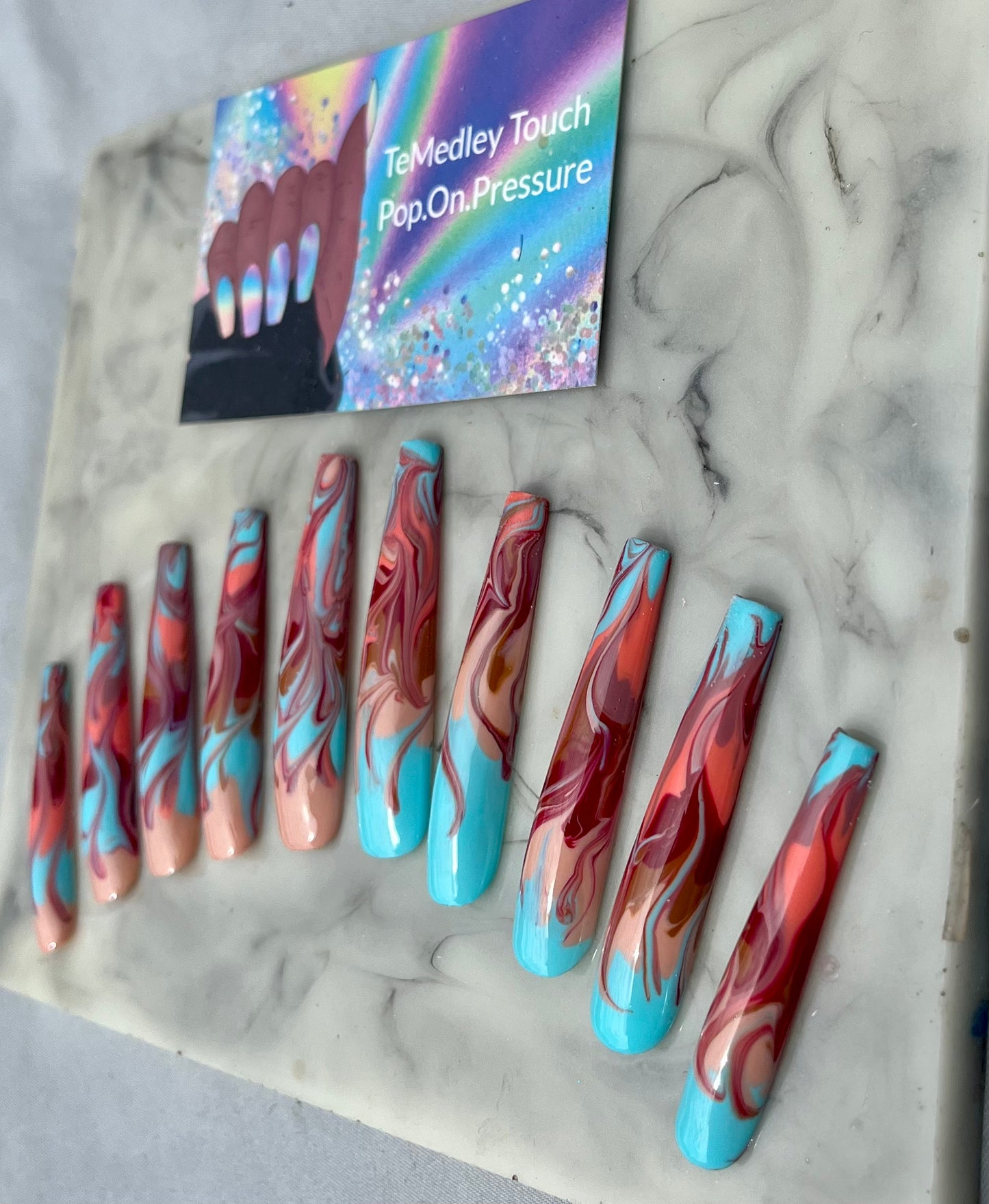 3xl coffin marble press on nails