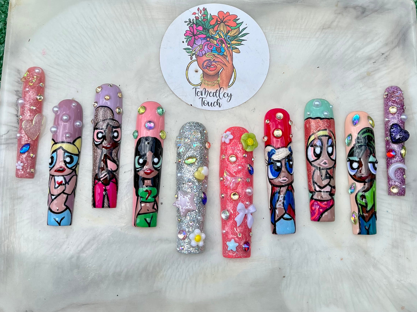 Powerpuff Baddies press on nails