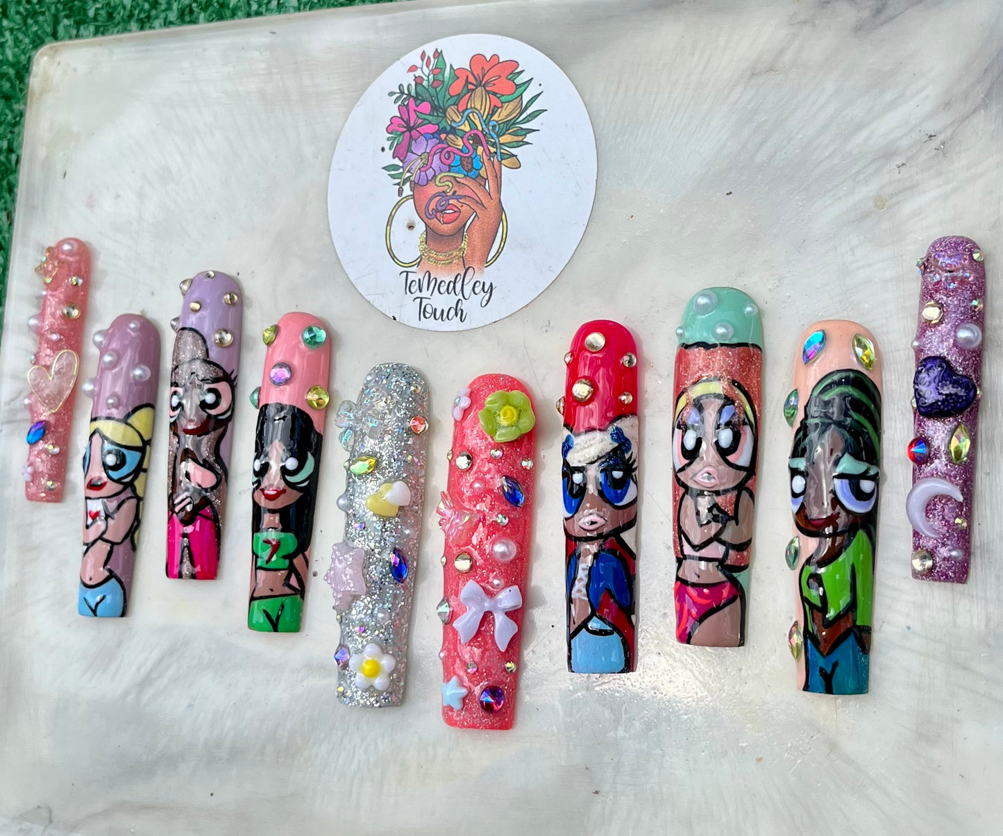 Powerpuff Baddies press on nails