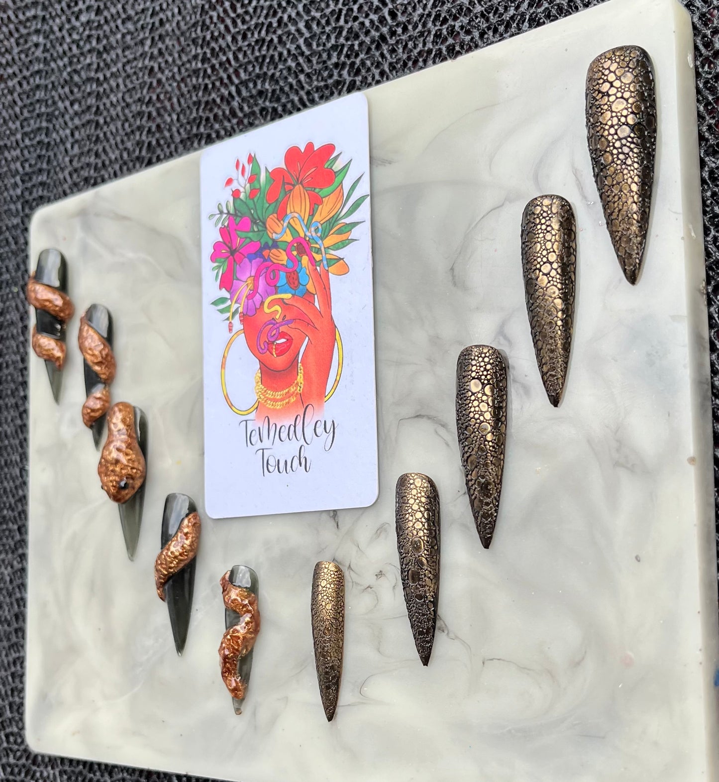3D Snake stiletto press on nails
