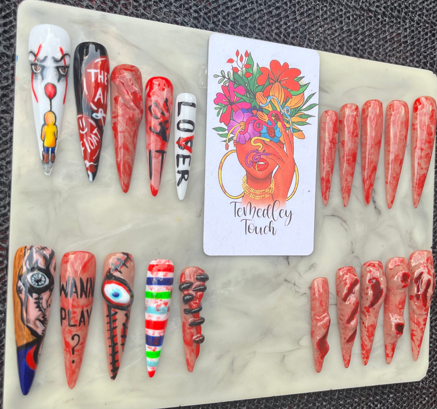 Chucky & IT horror press on nail set