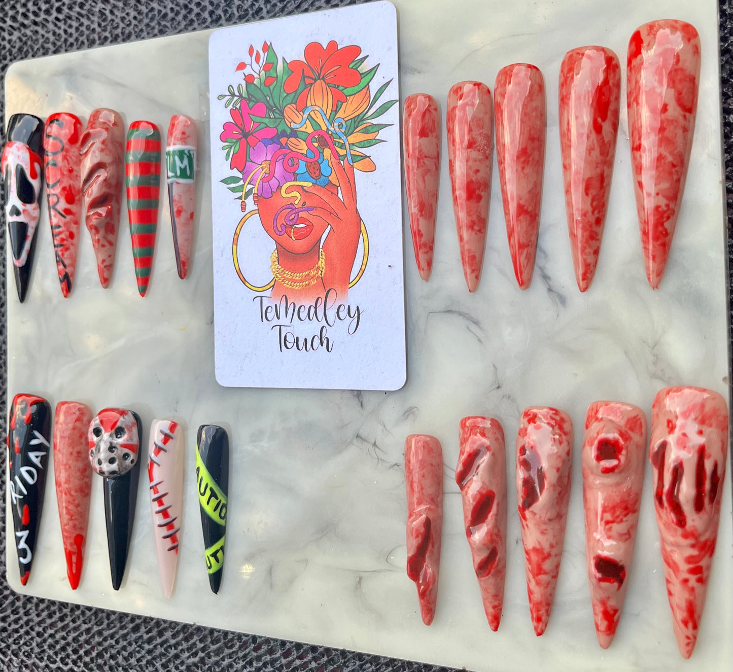 Horror press on nail set (Scream&Jason)