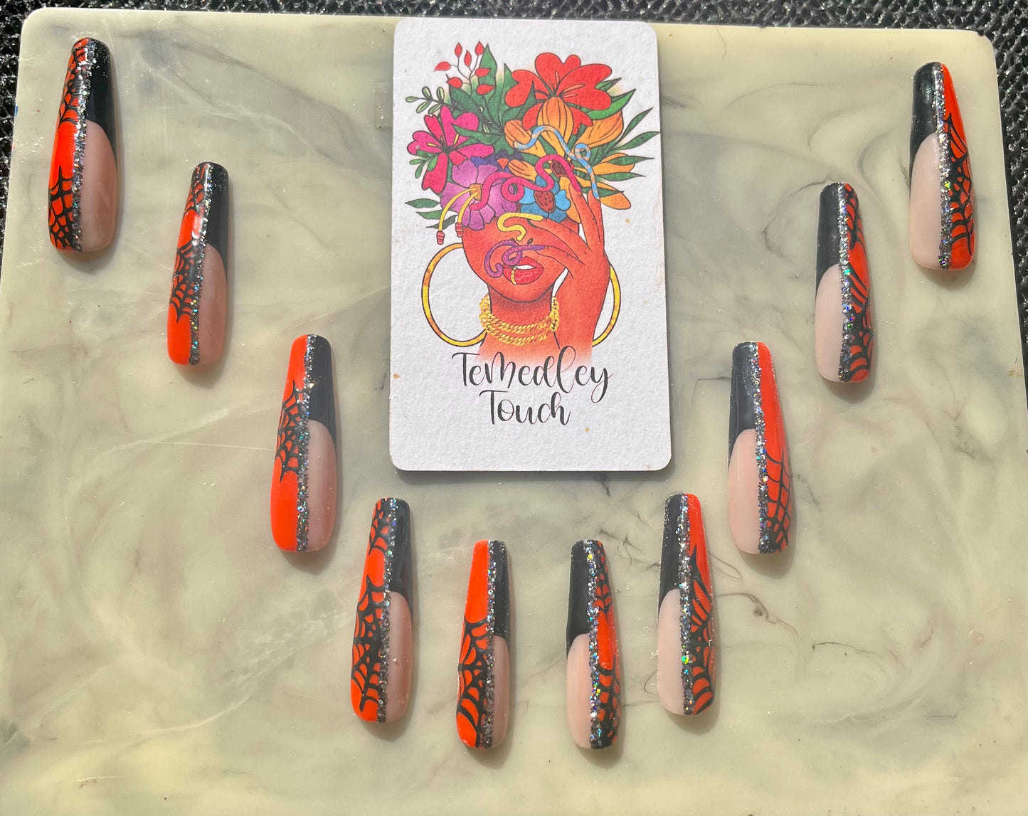 Spider web press on nails