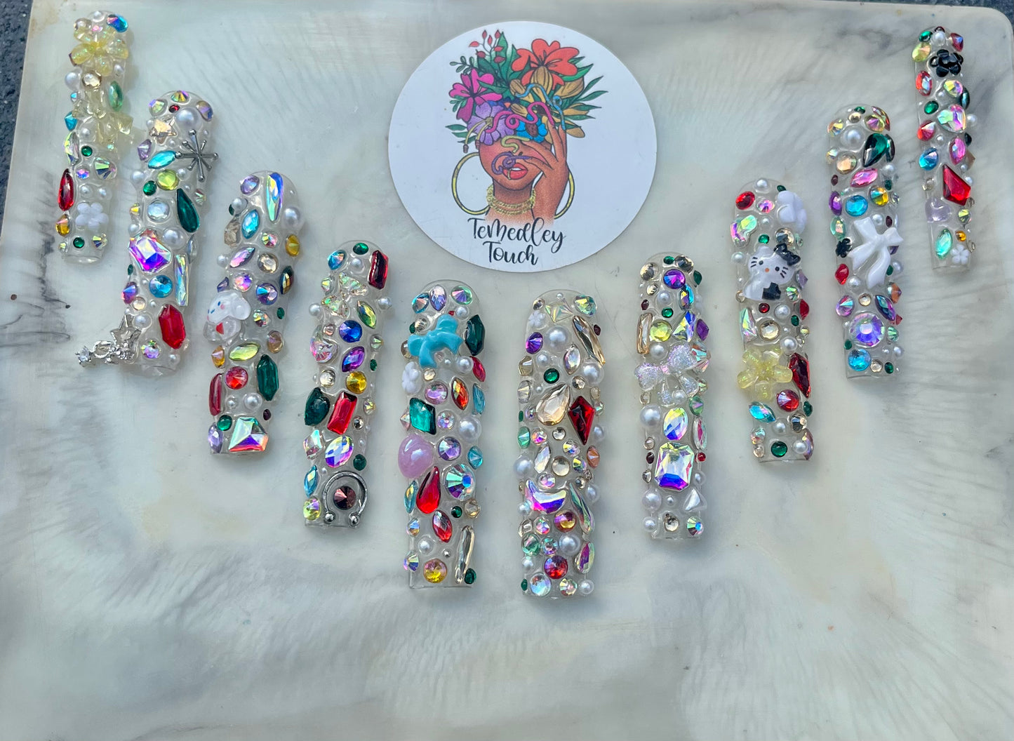 Clear bling Junk Press on nails