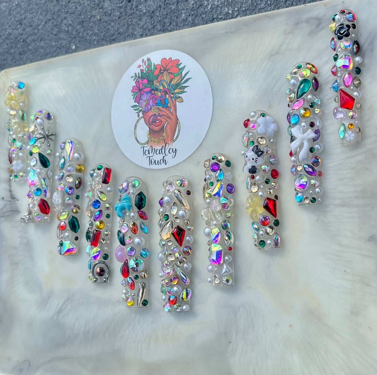 Clear bling Junk Press on nails