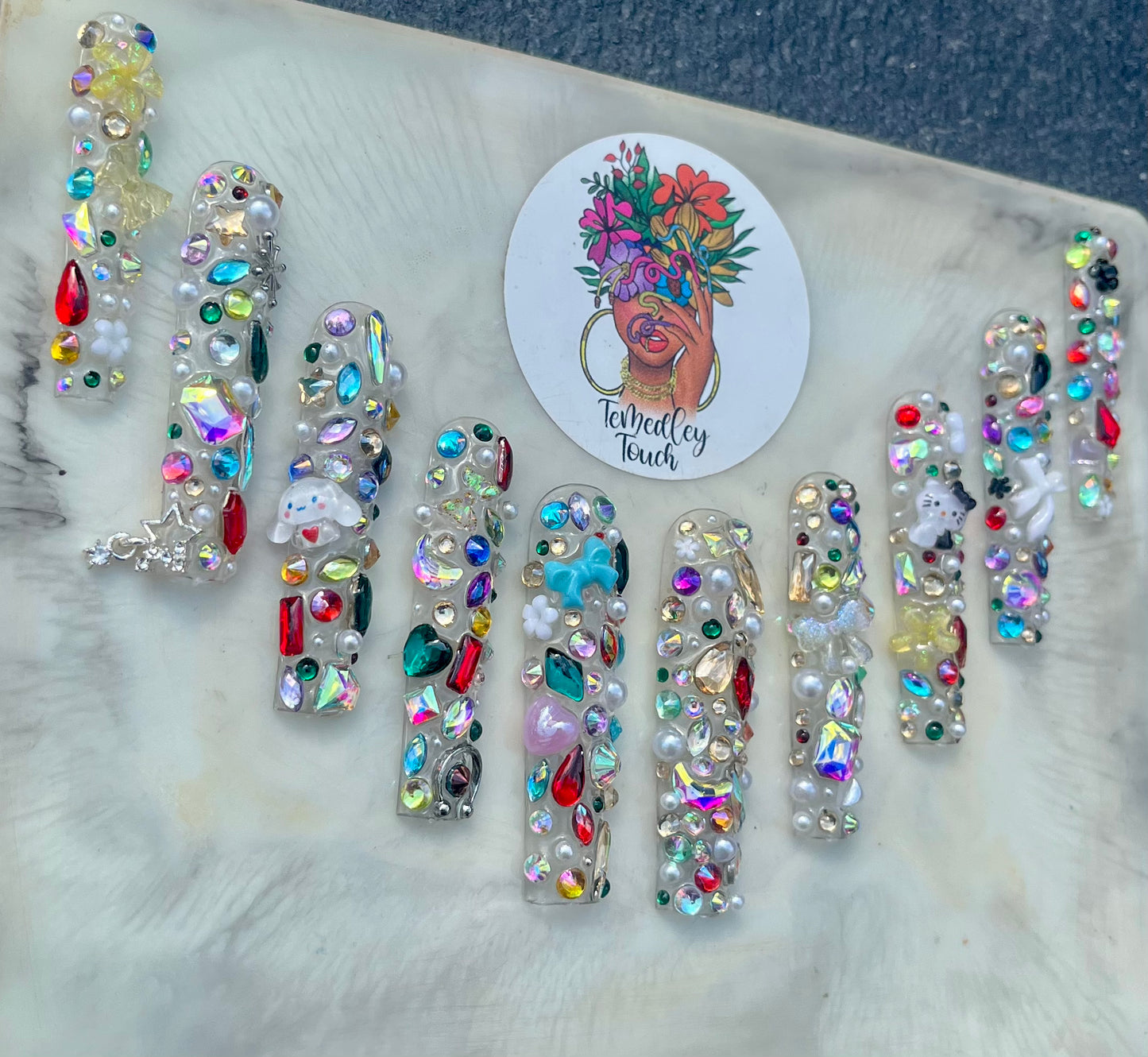 Clear bling Junk Press on nails