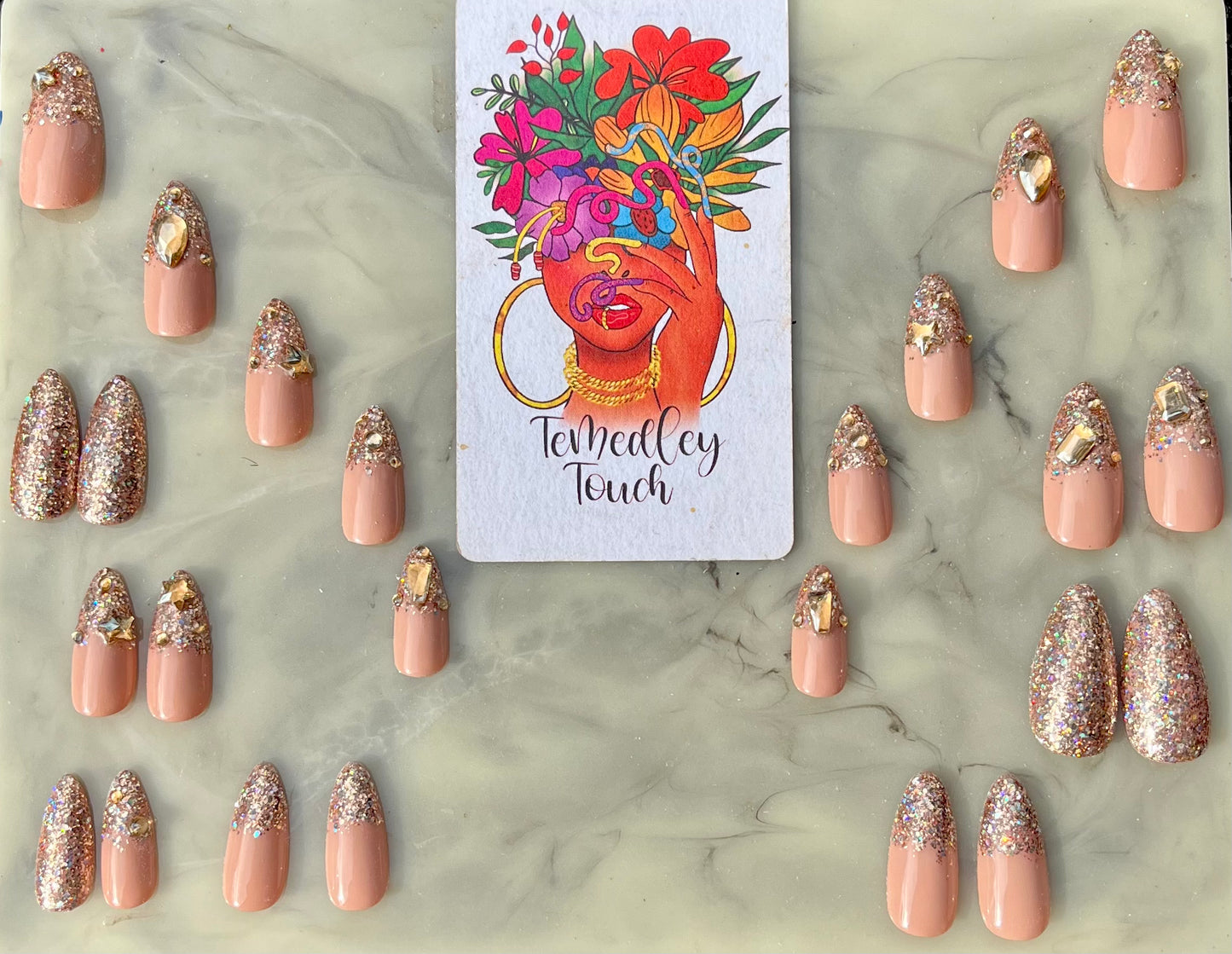 Gold glitter/bling press on nails