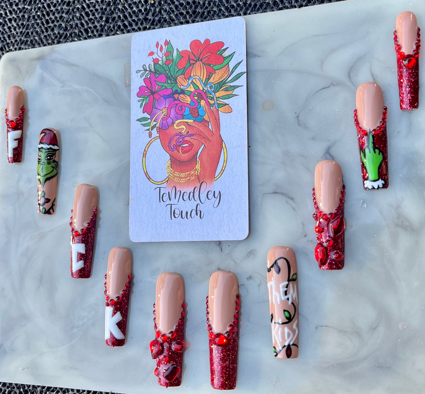 The Grinch (F*^! Them Kids) press on nails