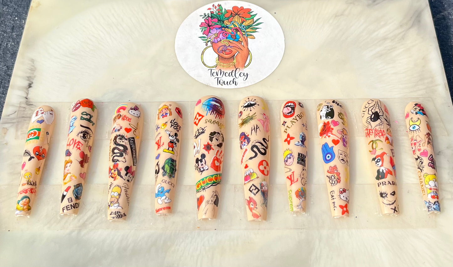 Nude Cartoon Sticker Nails