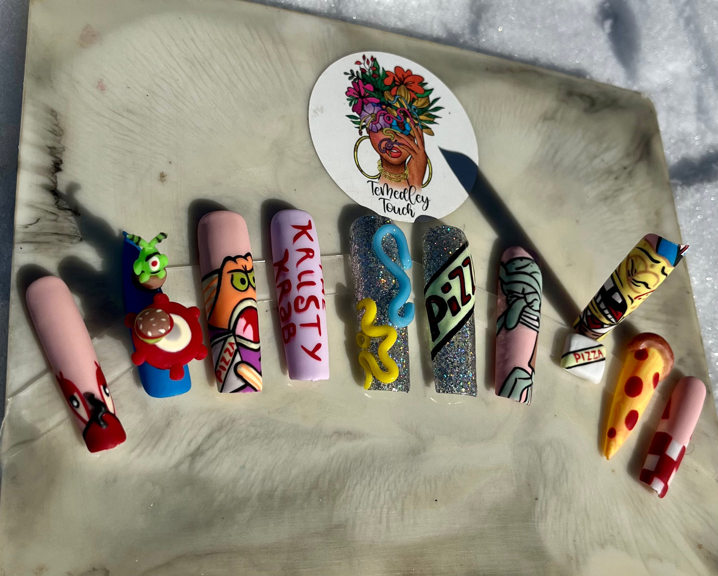 Krusty Krab Pizza Nails