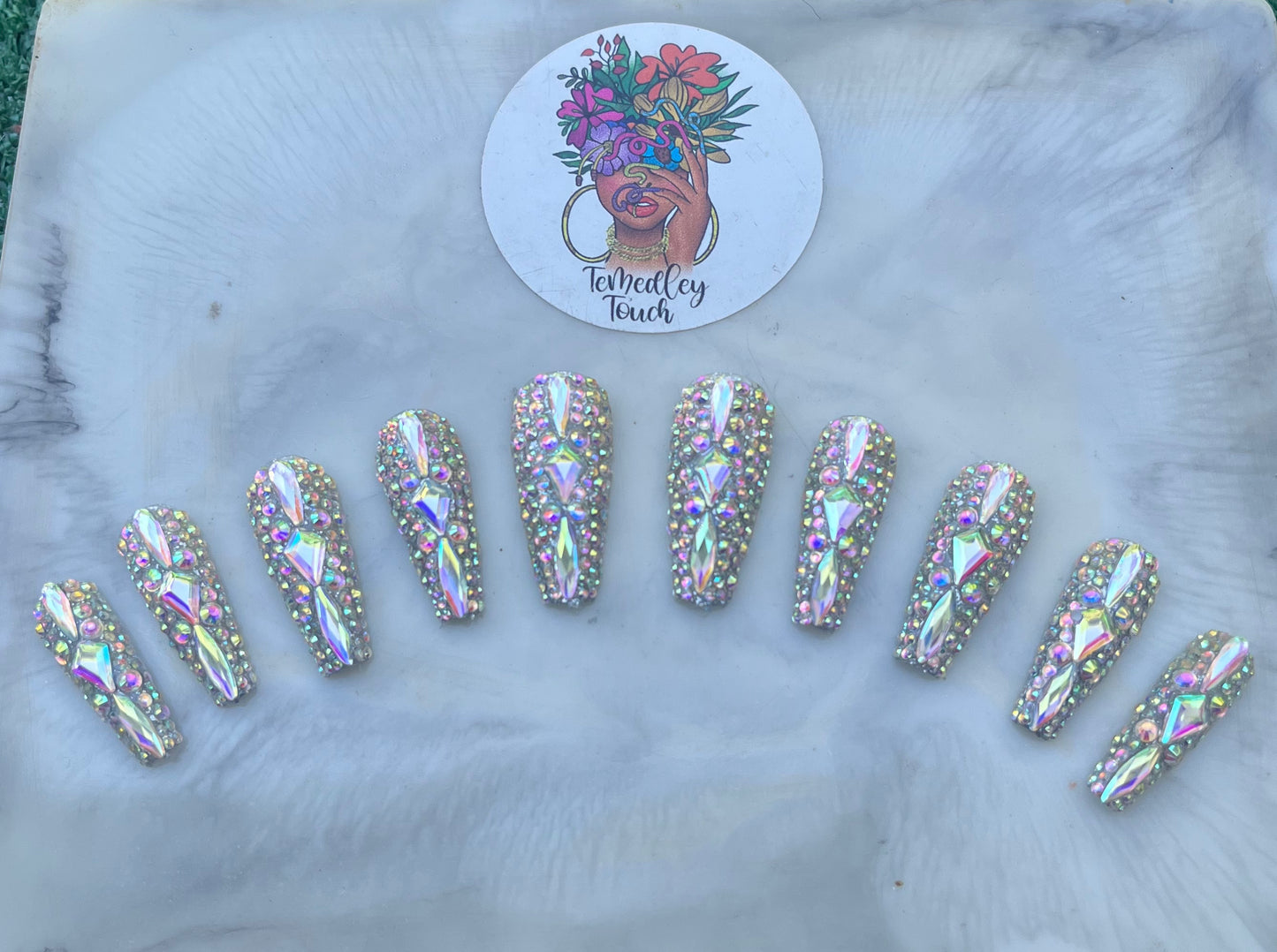 Short coffin bling press on nails