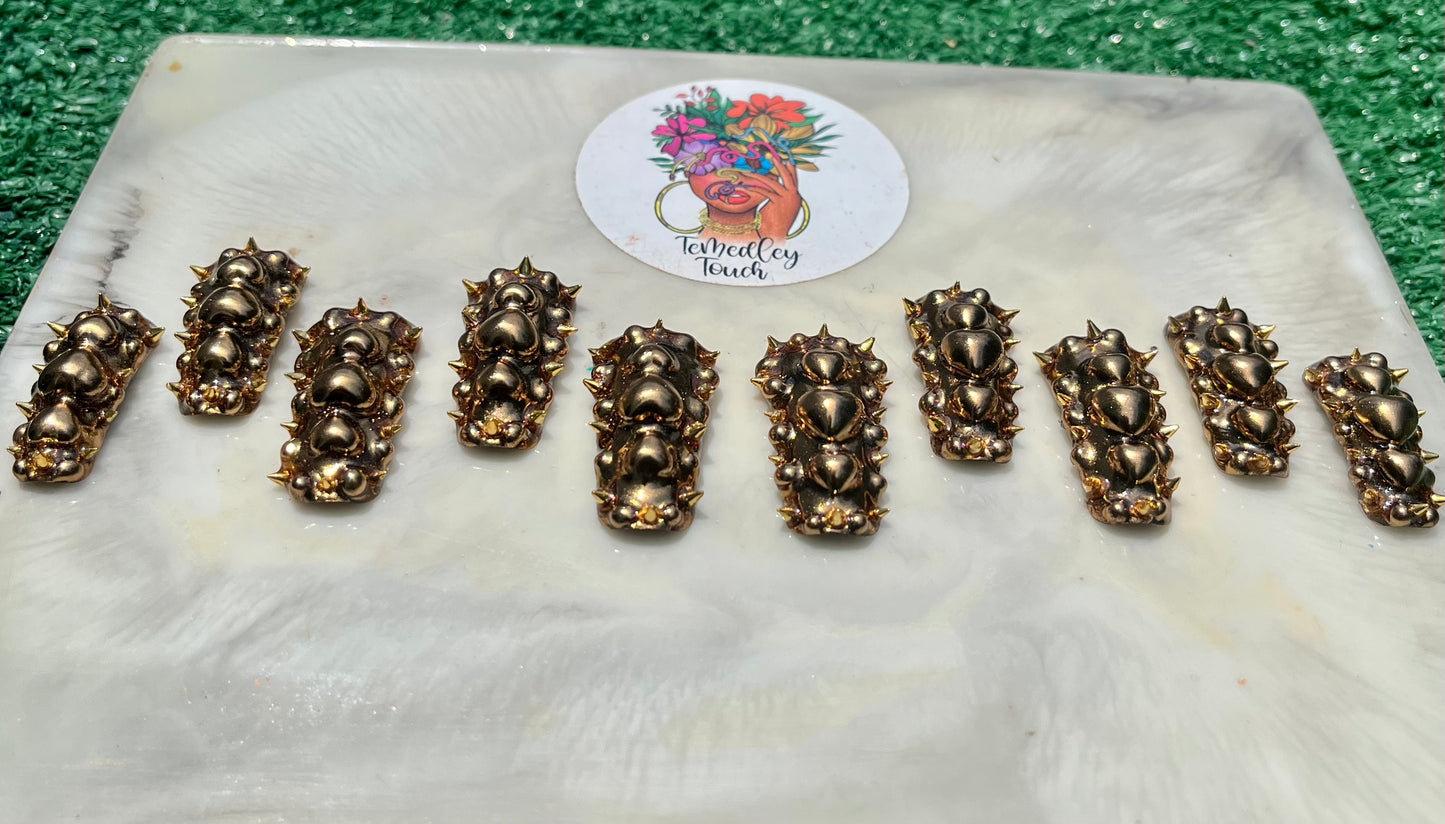 Chrome spiked press on nails