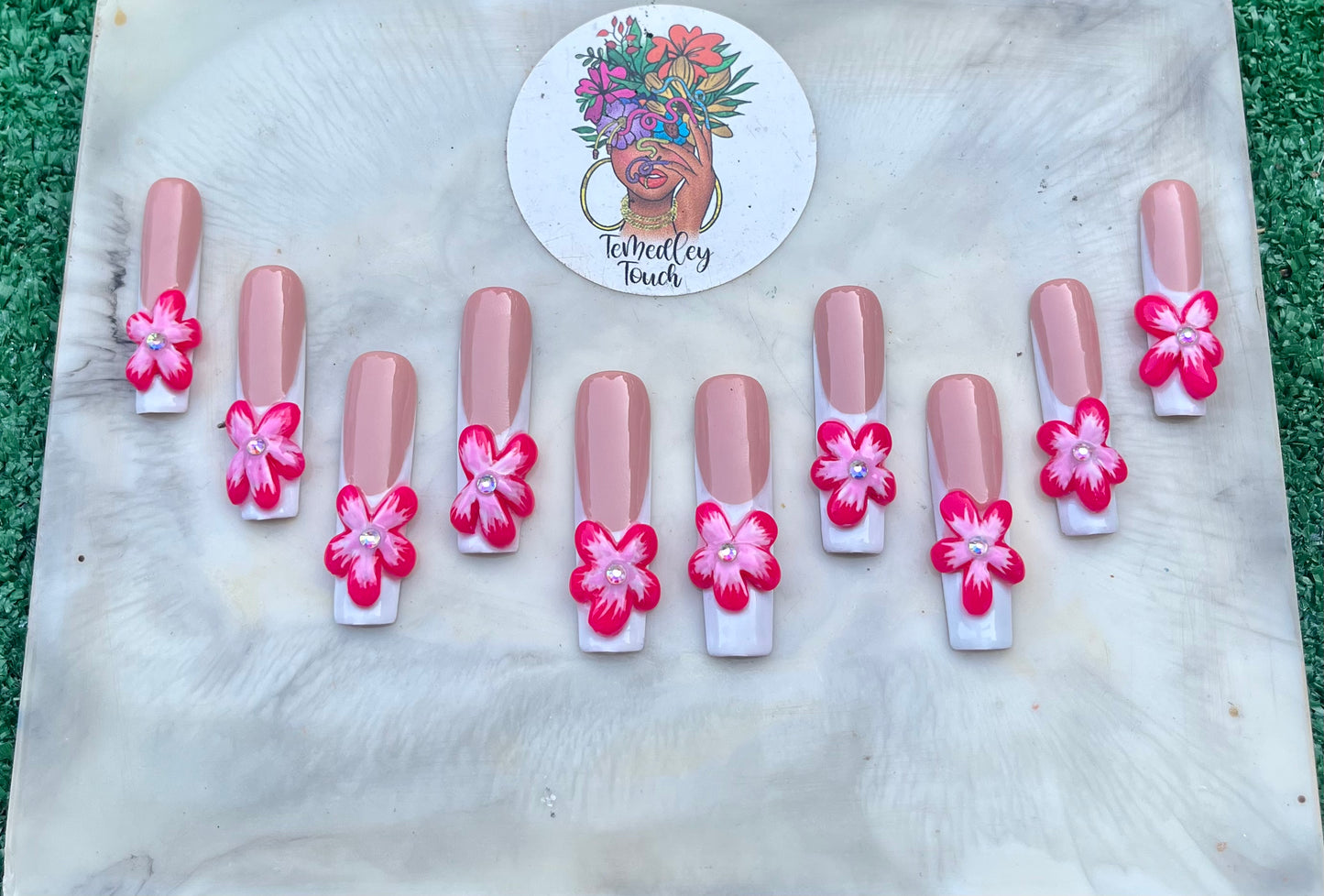 3D flower French press on nails