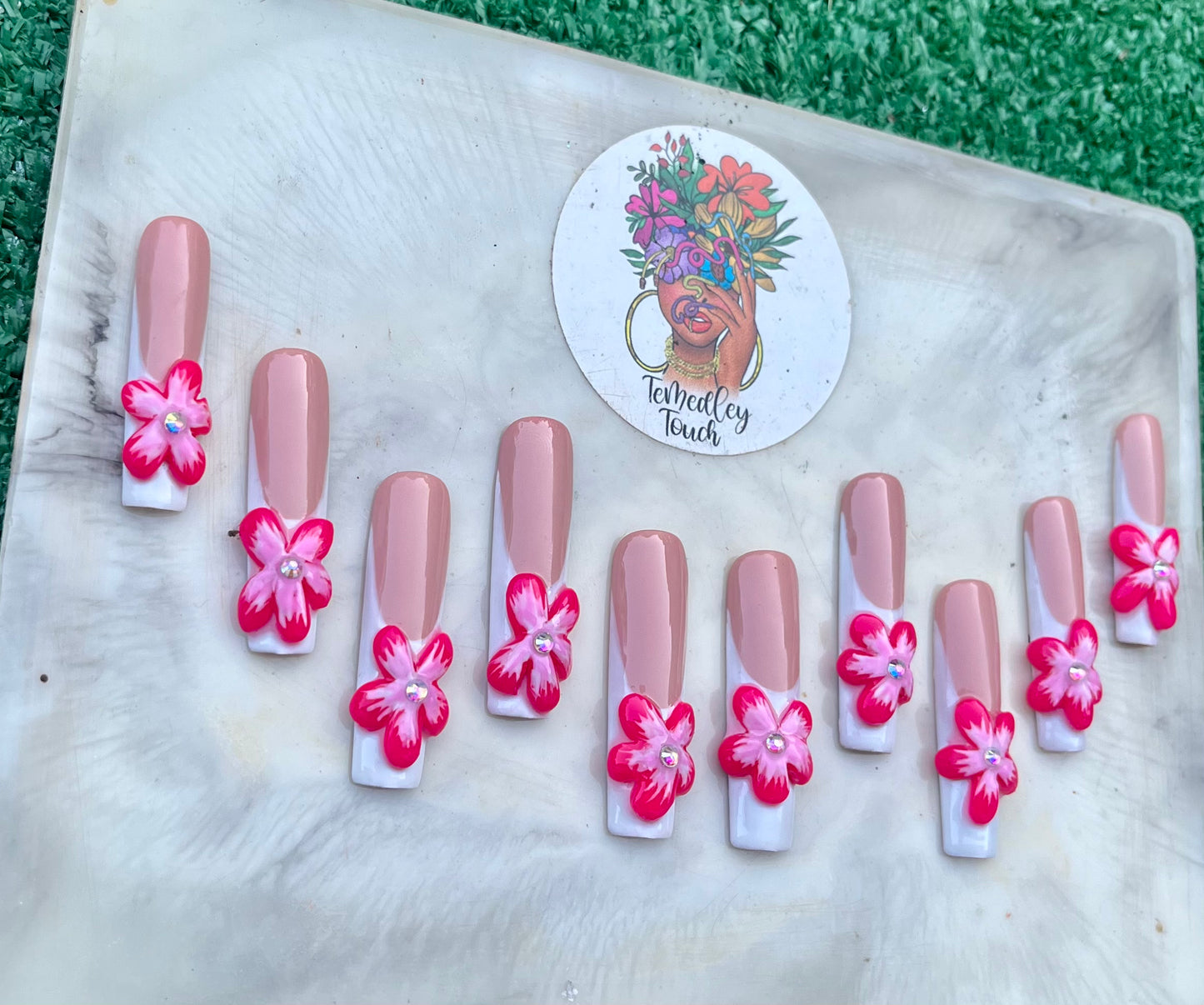 3D flower French press on nails
