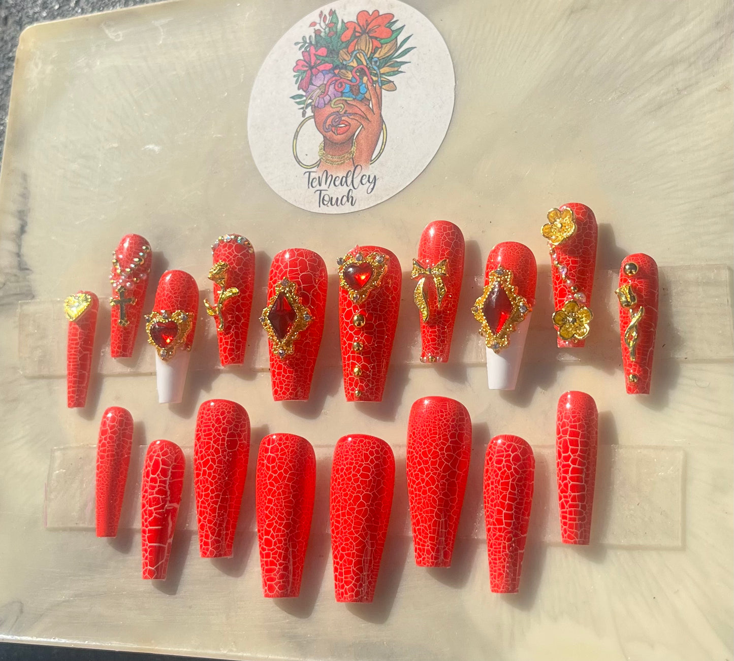 Red Crackle Valentine’s Day Nails