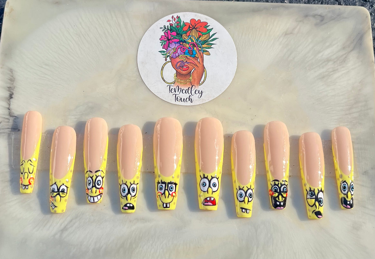 SpongeBob SquarePants French Tip Nails