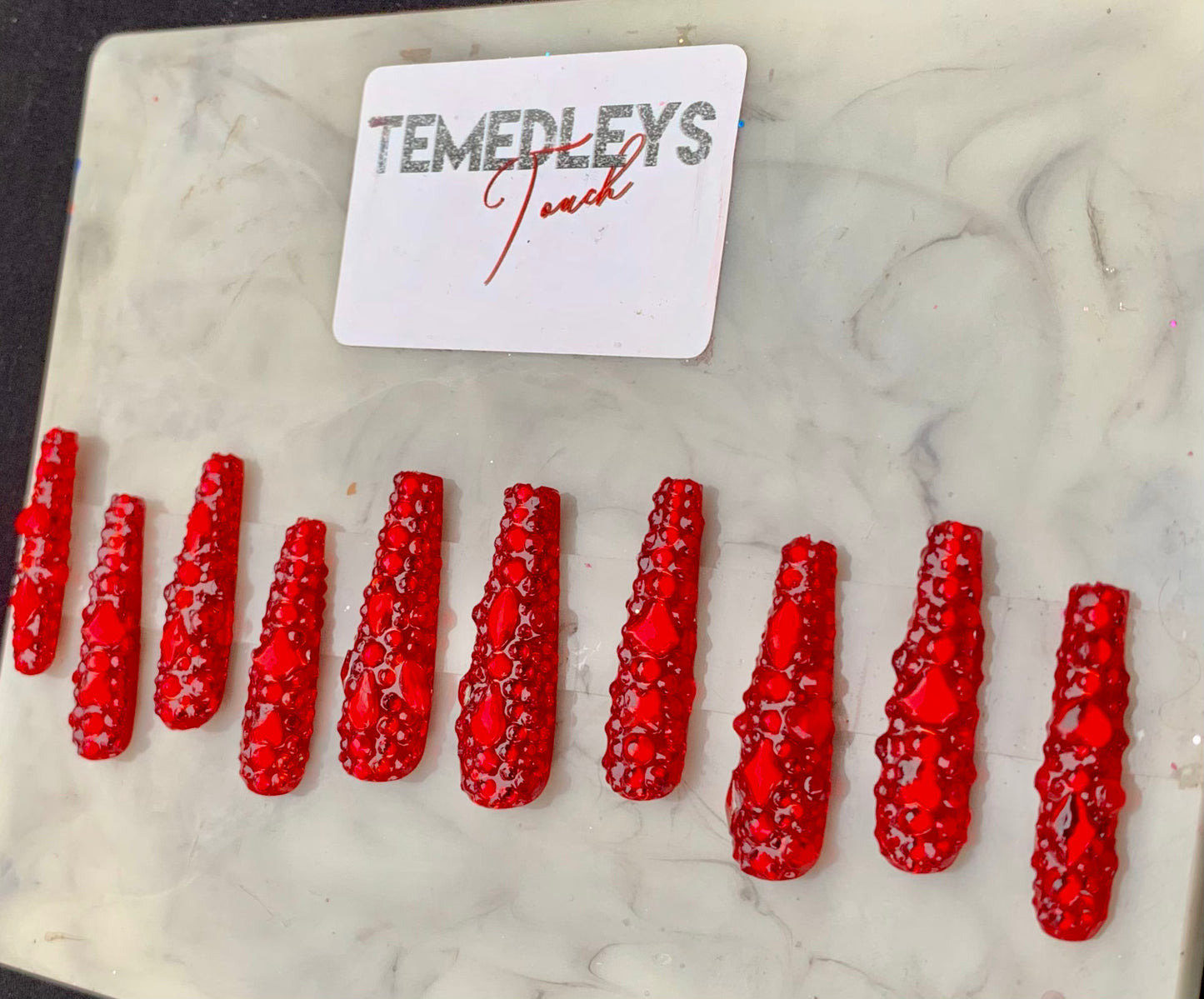 Red Diamond press on nails