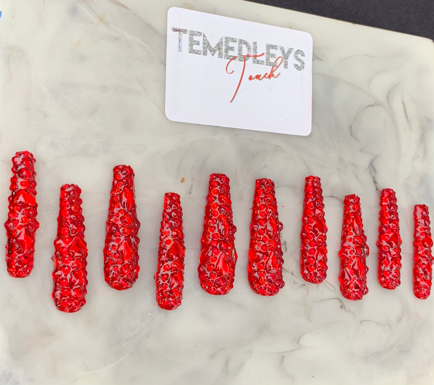 Red Diamond press on nails