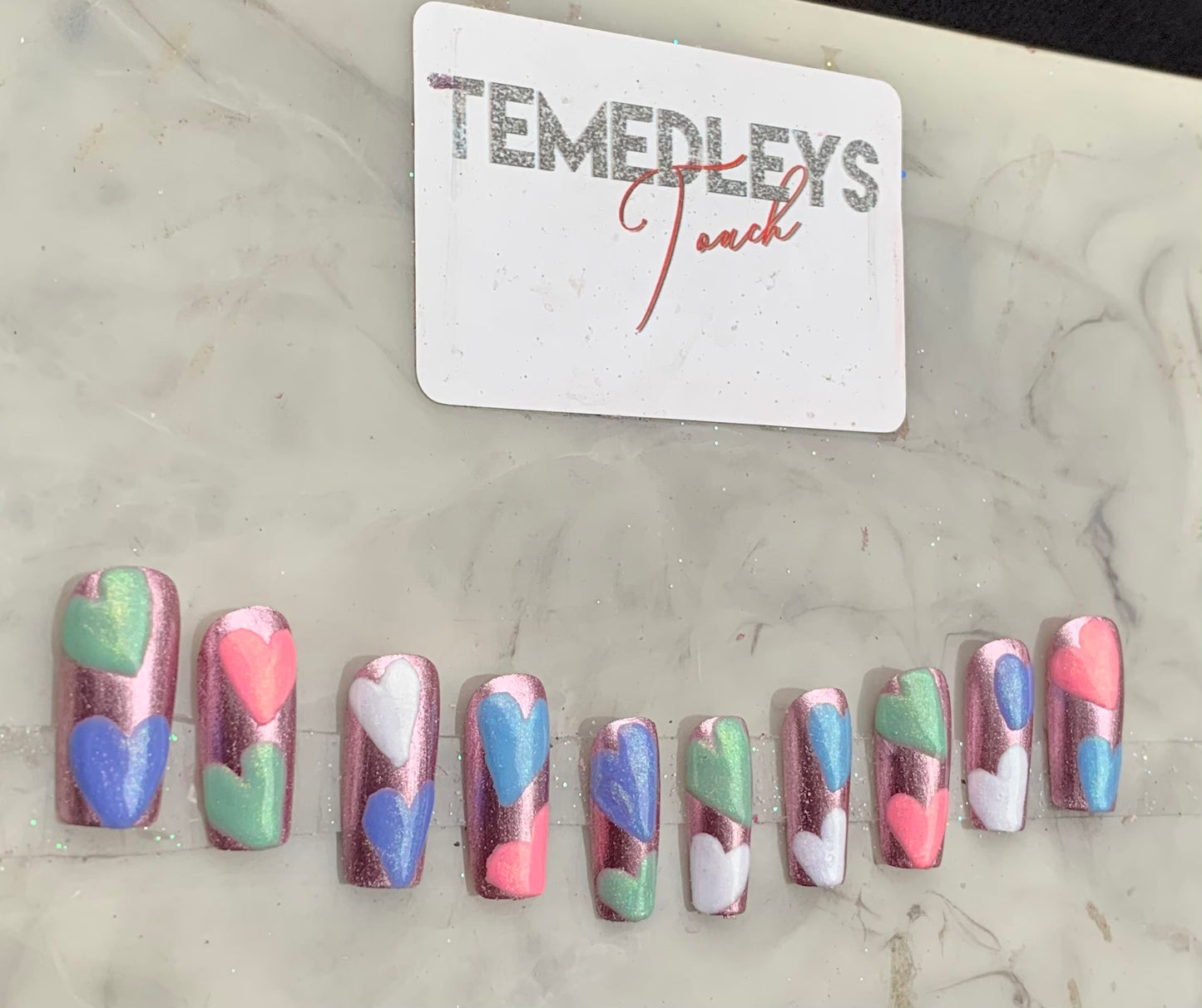 Chrome heart press on nails