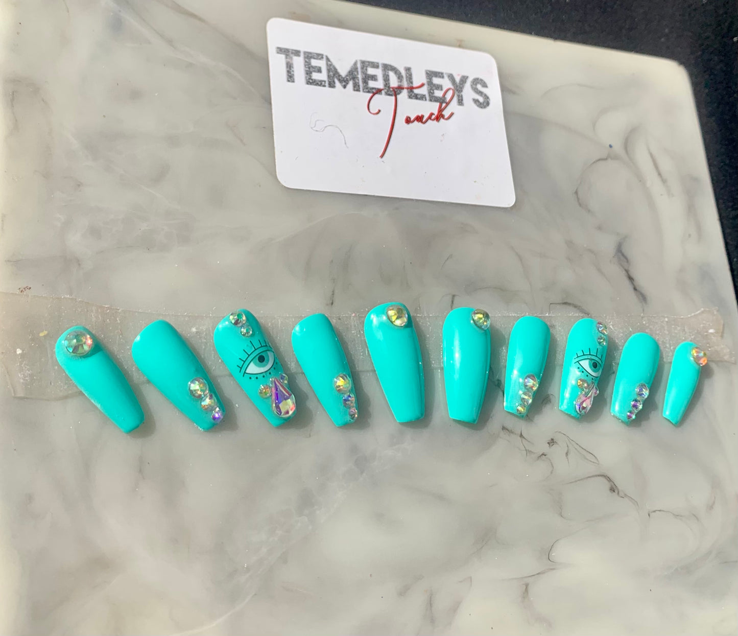 Bling eye of protection press on nails