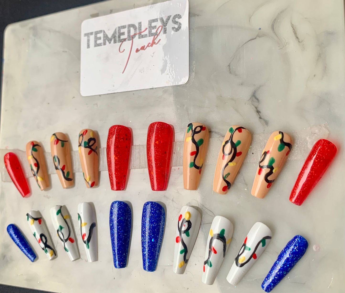 Holiday lights press on nails