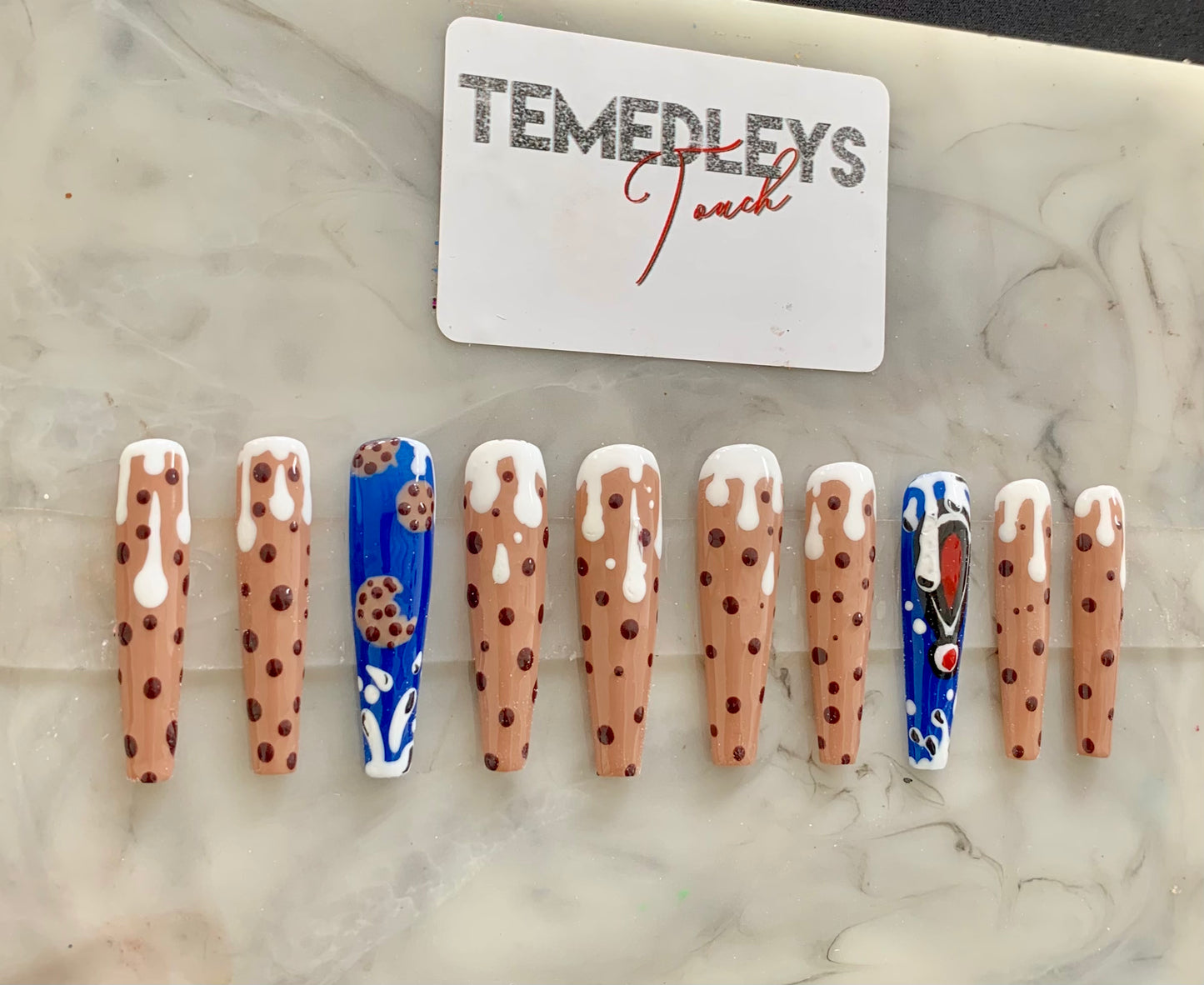 Milk & Cookie 2xl coffin Press On Nails