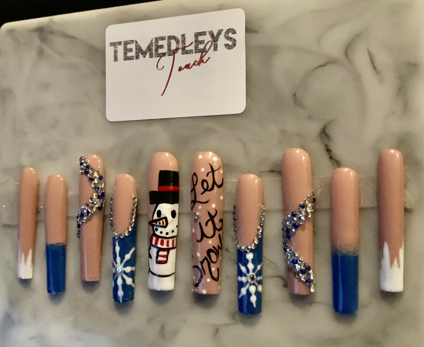 Snowman press on nails