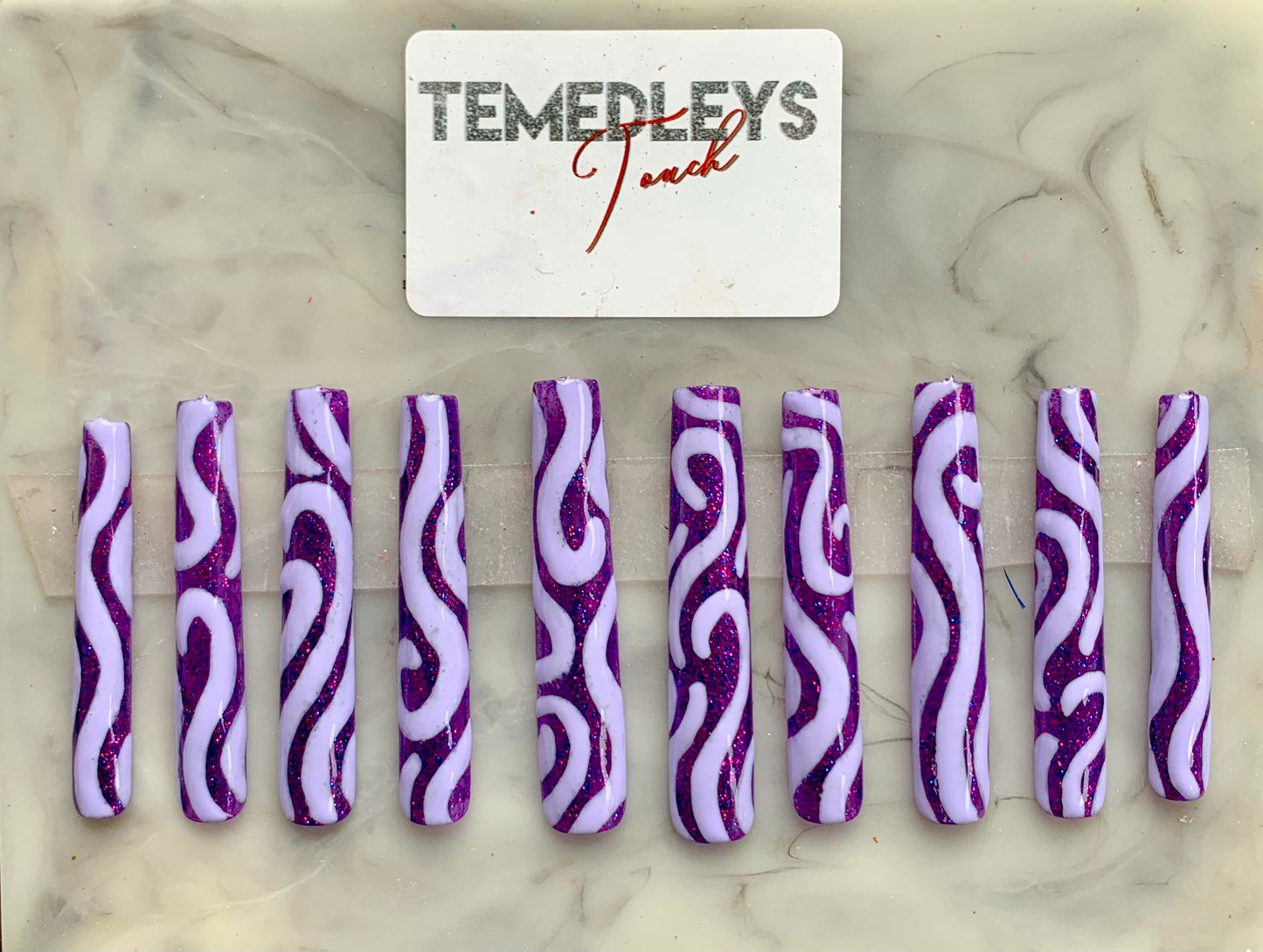 3XL Purple Wavy press on nails