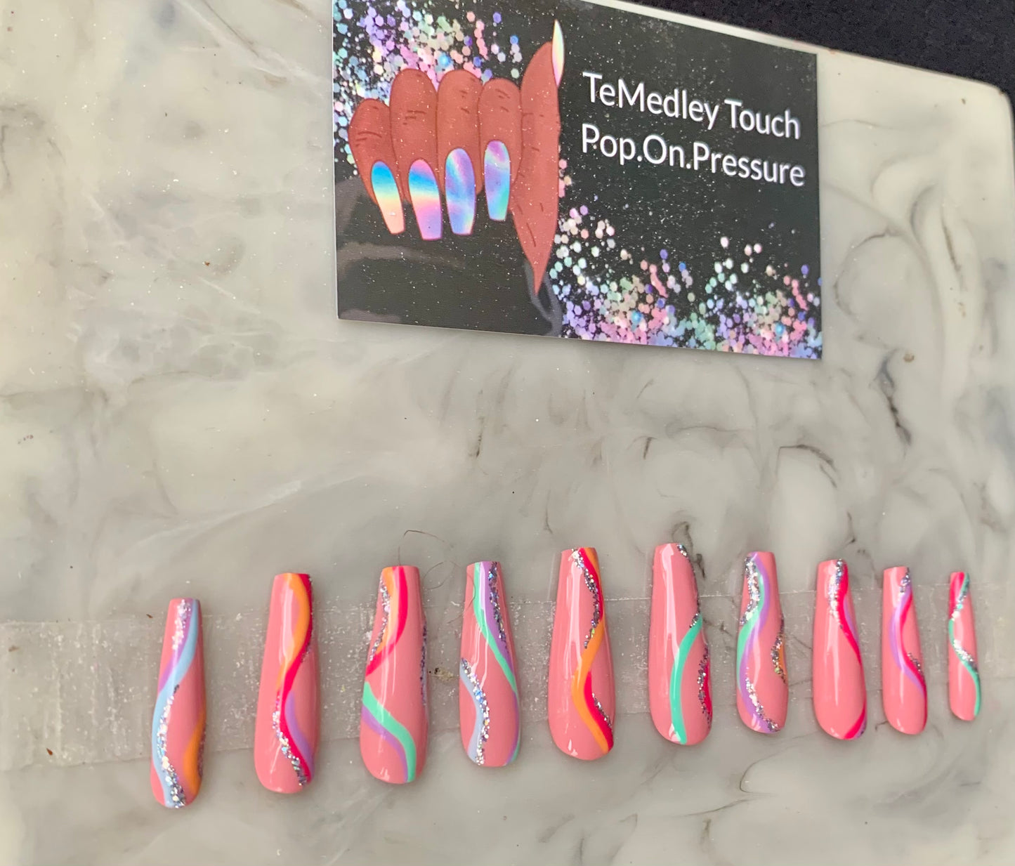 Nude wavy press on nails