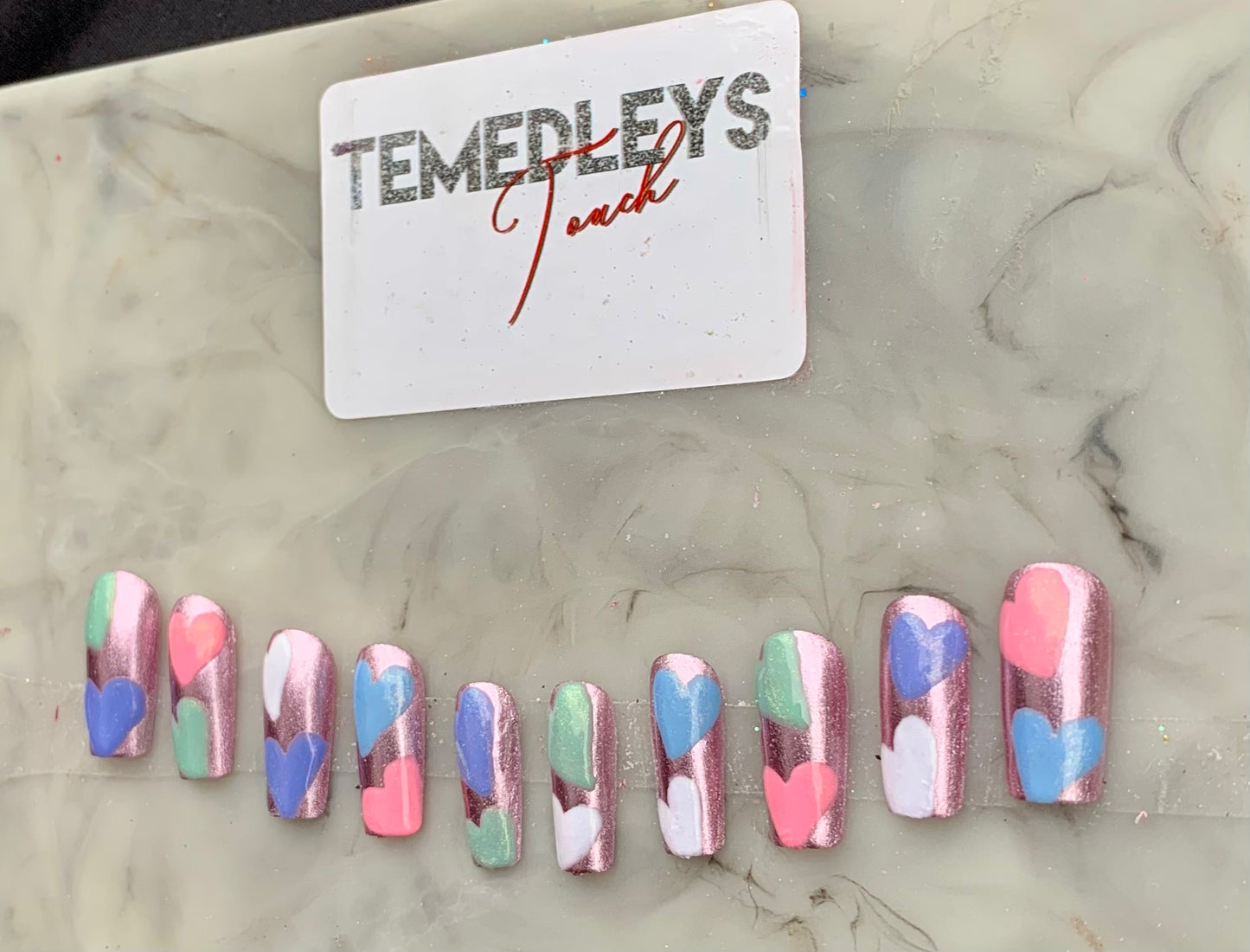 Chrome heart press on nails