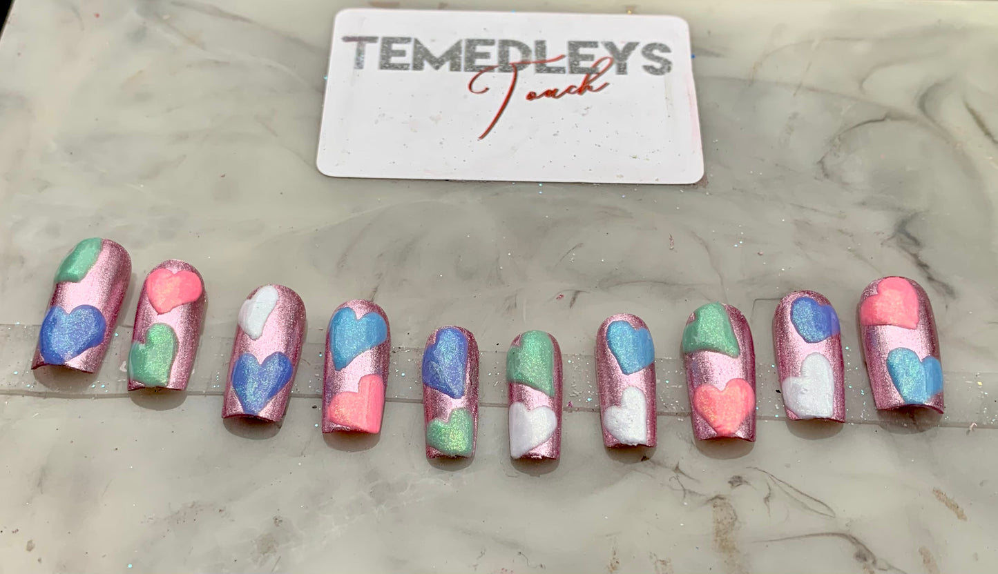 Chrome heart press on nails