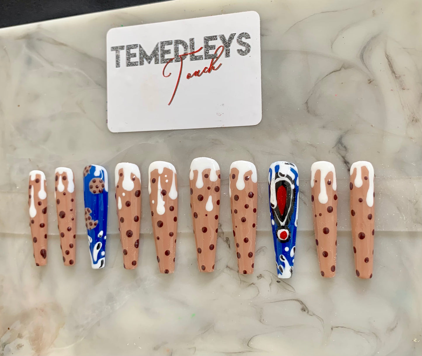 Milk & Cookie 2xl coffin Press On Nails