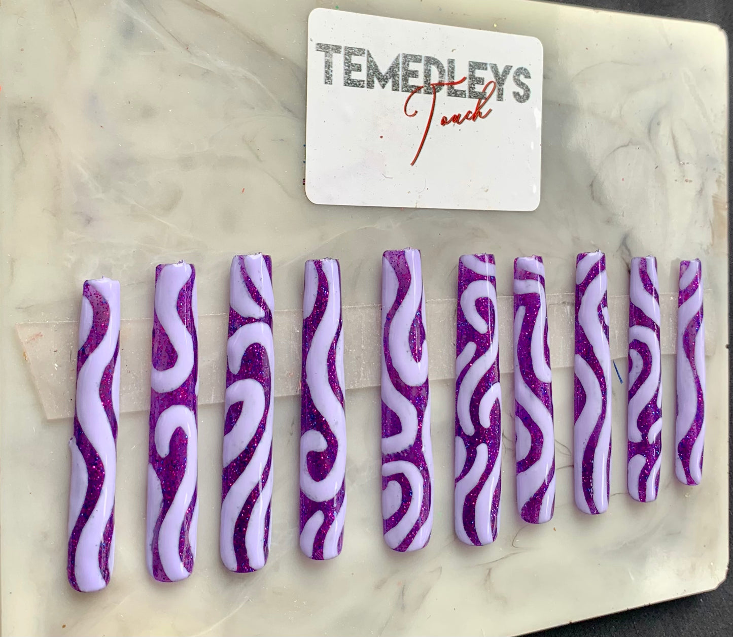 3XL Purple Wavy press on nails