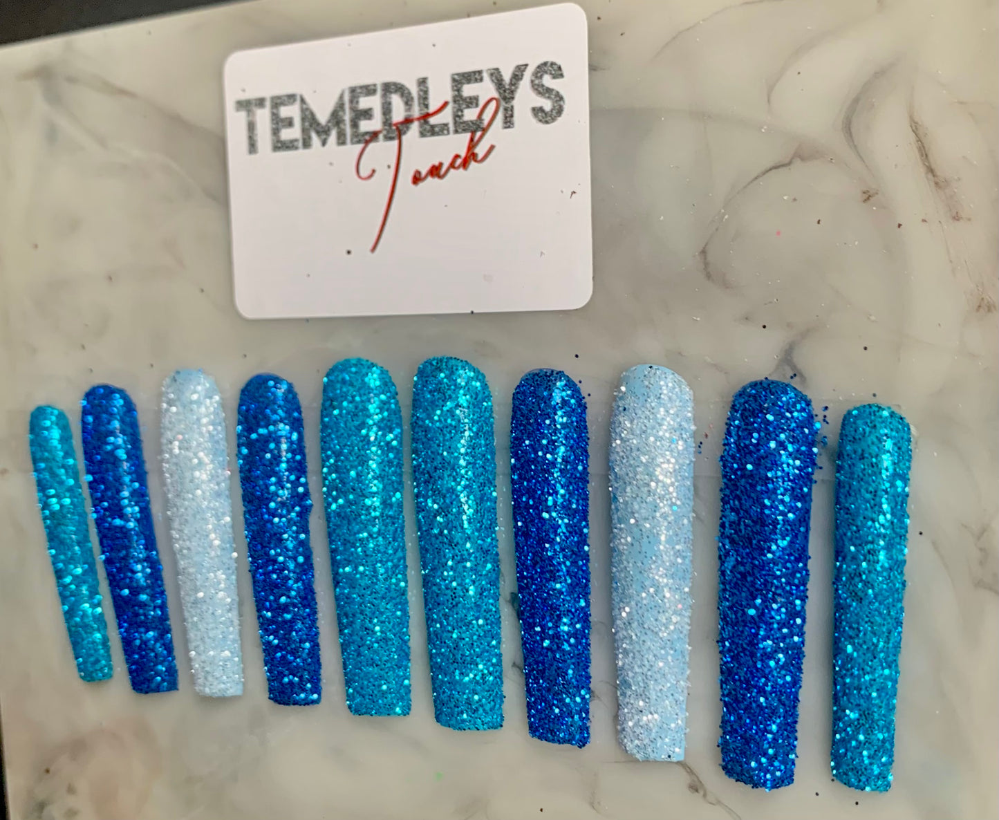 3XL Blue Glitter Press on nails