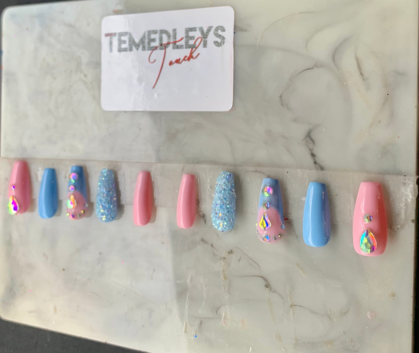 Classic baby blue press on nails