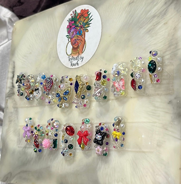 Clear bling Junk Press on nails