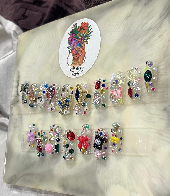 Clear bling Junk Press on nails