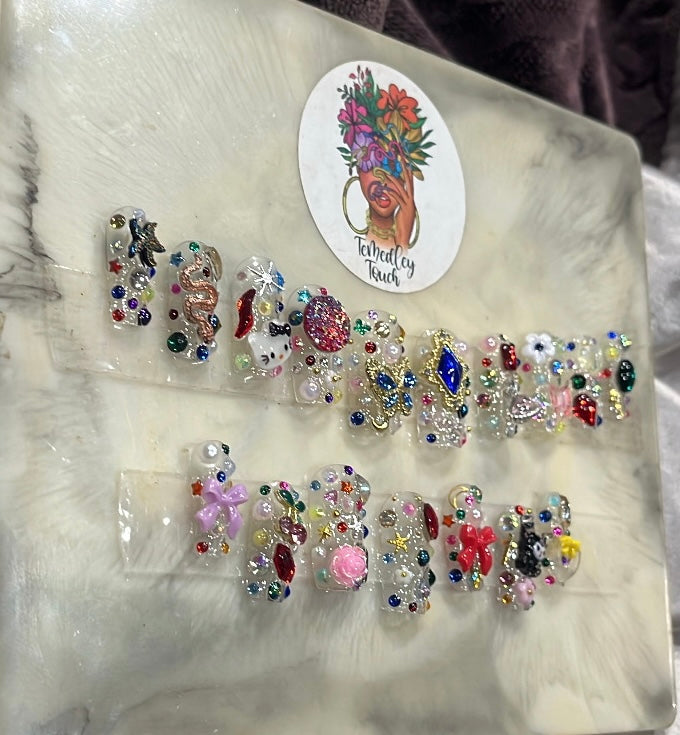 Clear bling Junk Press on nails