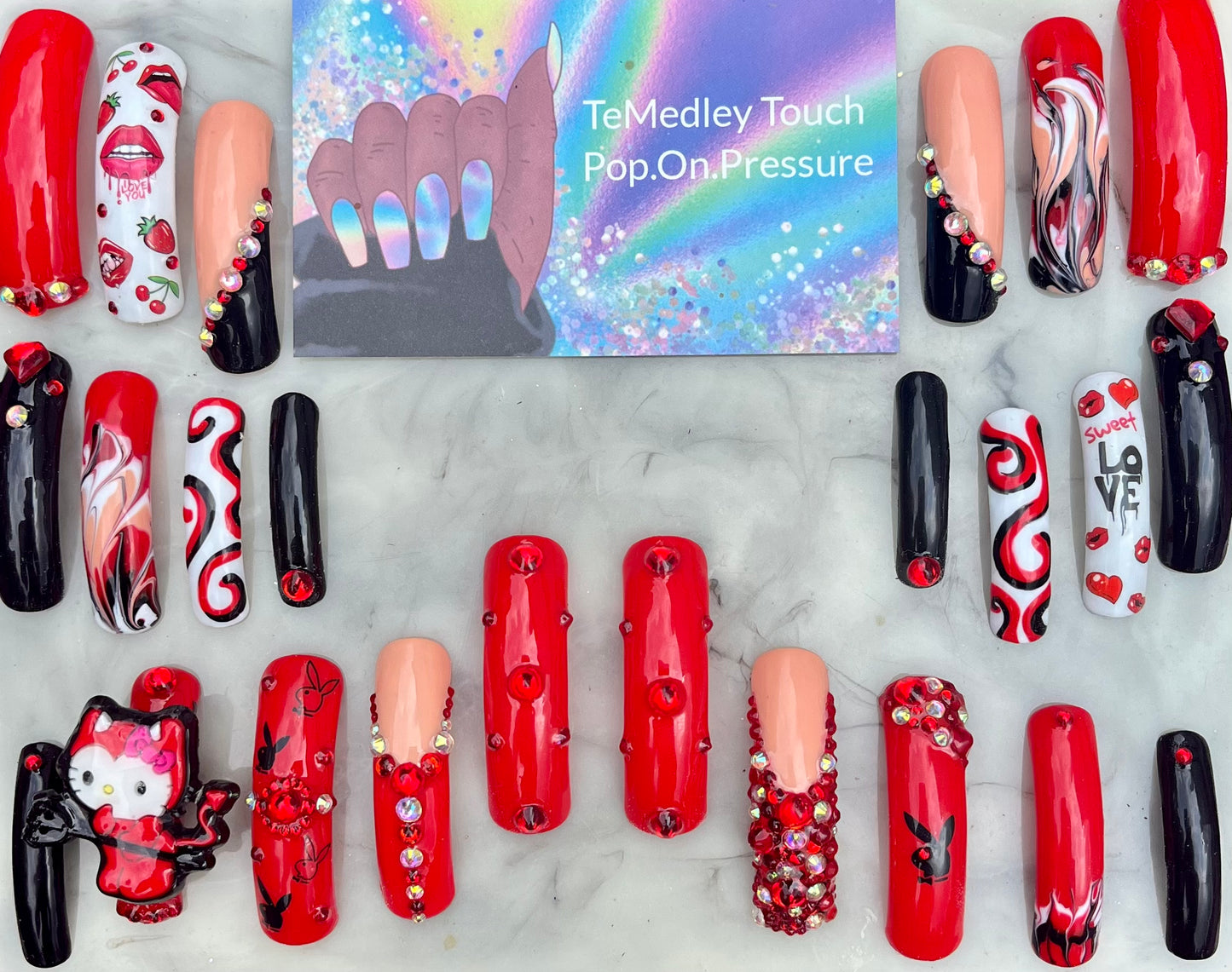 Red devil press on nails