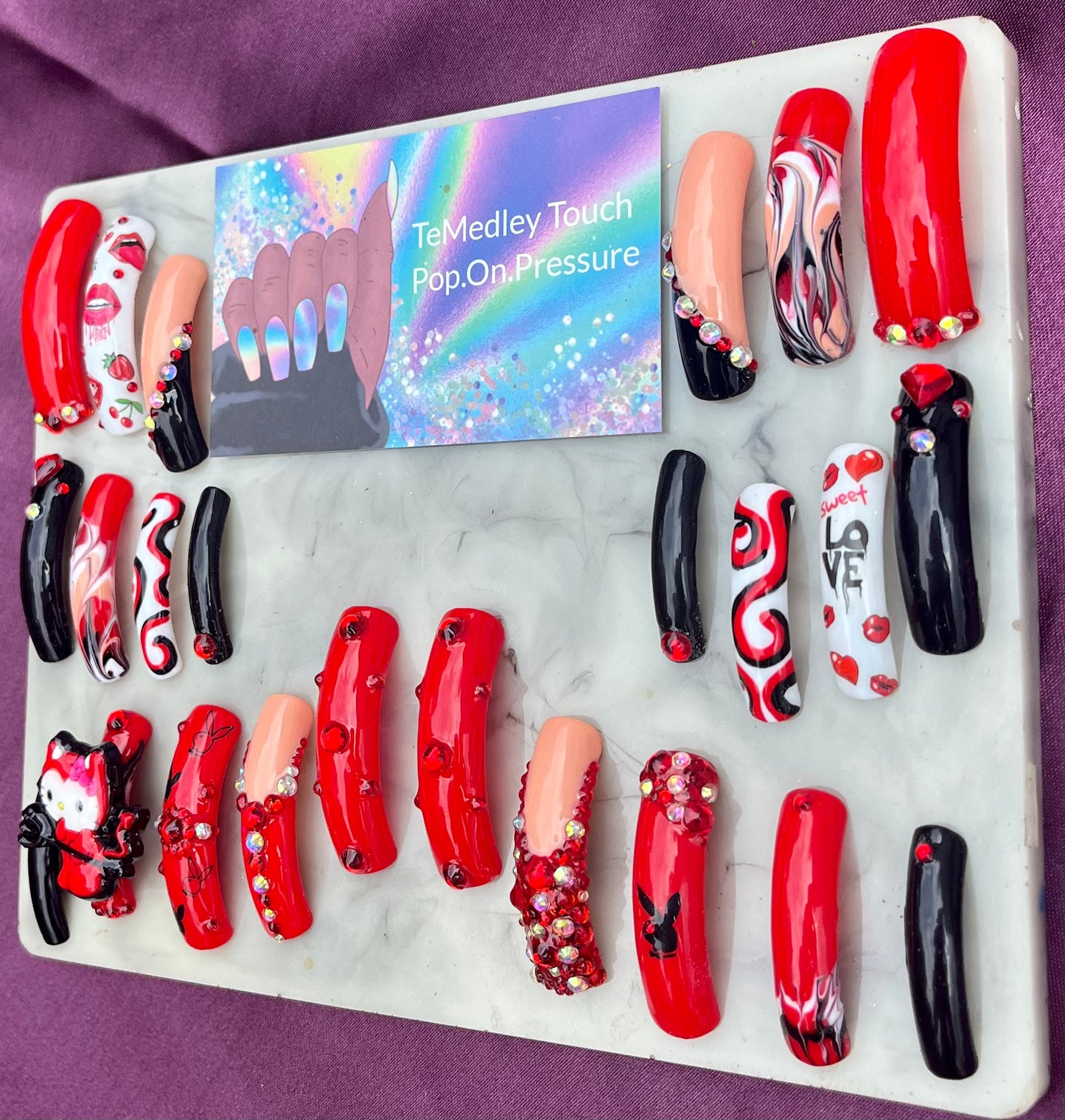 Red devil press on nails