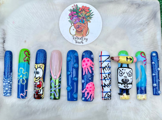 Doodle Bob press on nails