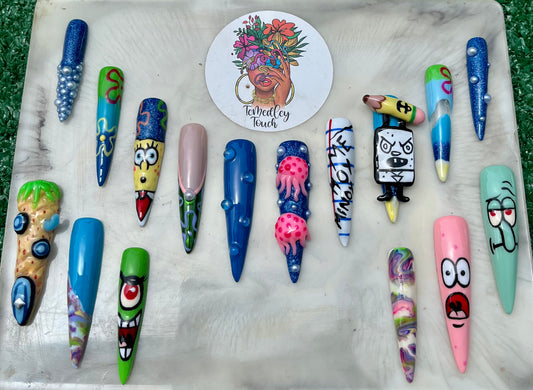 SpongeBob SquarePants & Crew press on nails