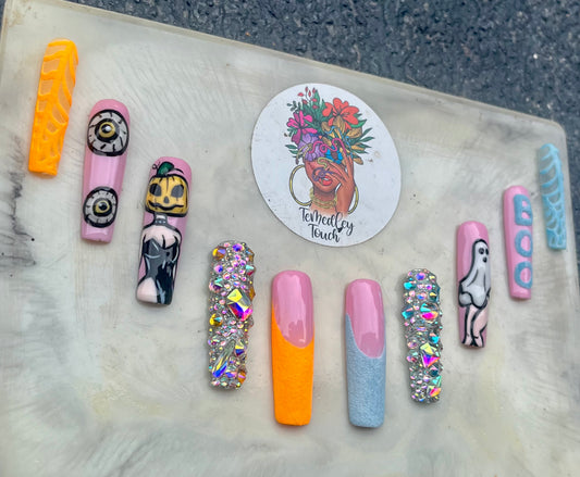 Halloween treat press on nails