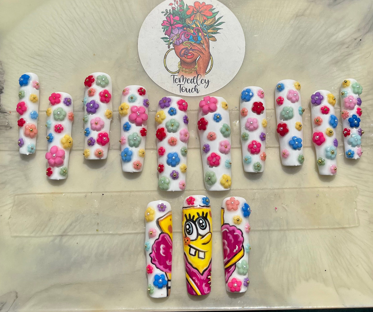 Fancy SpongeBob Press On Nails