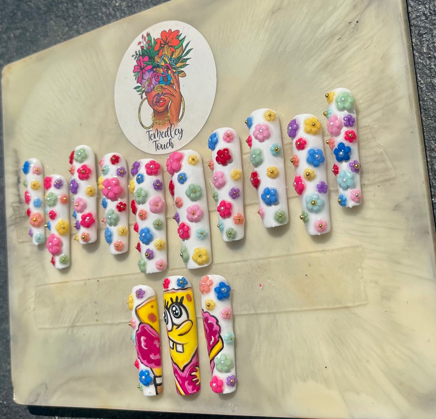 Fancy SpongeBob Press On Nails