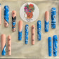 Blue LV bandana press on nails